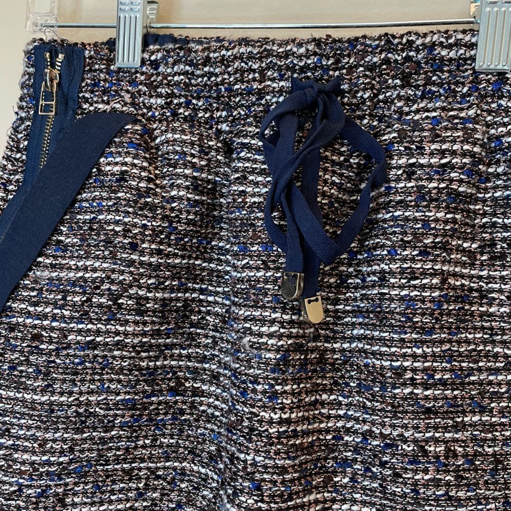 48.Color Block| Wool Tweed cotton blend|Size 38(EU)| Mini Skirt| Pockets - Picture 6 of 11